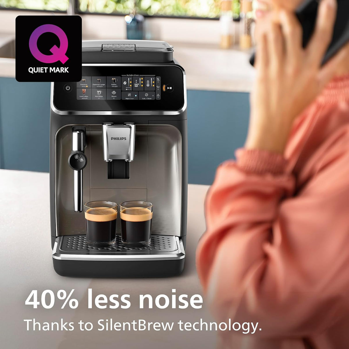 PHILIPS 3300 Series Bean to Cup Coffee Machine, 5 Hot/Iced Drinks One Touch