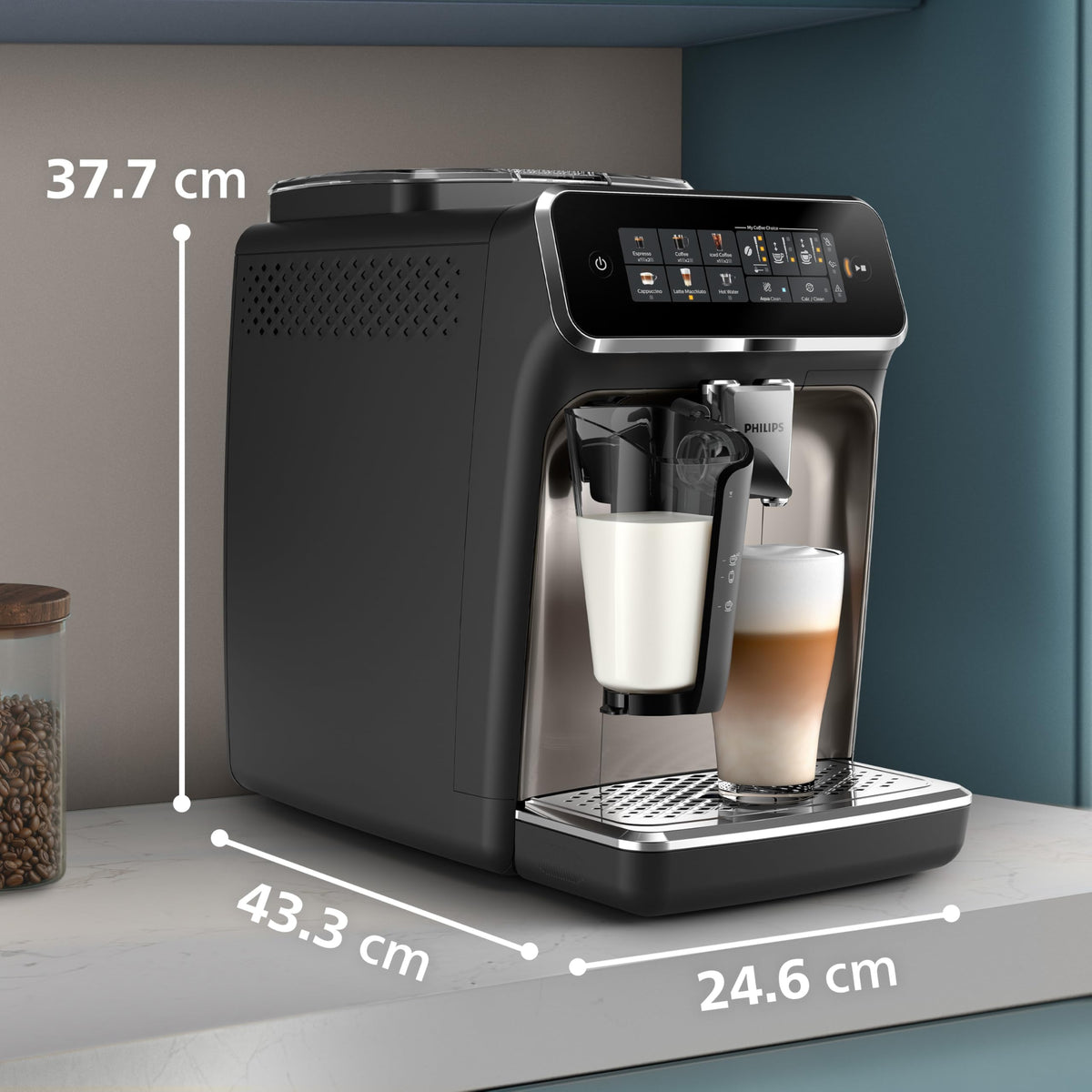 PHILIPS 3300 Series Bean to Cup Coffee Machine, 5 Hot/Iced Drinks One Touch
