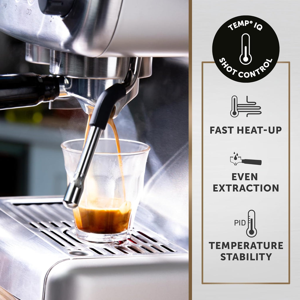 Breville Barista Max Espresso Machine | Latte & Cappuccino Coffee Maker with Integrated Bean Grinder & Steam Wand | 2.8 L Water Tank | 15 Bar Italian Pump | Stainless Steel