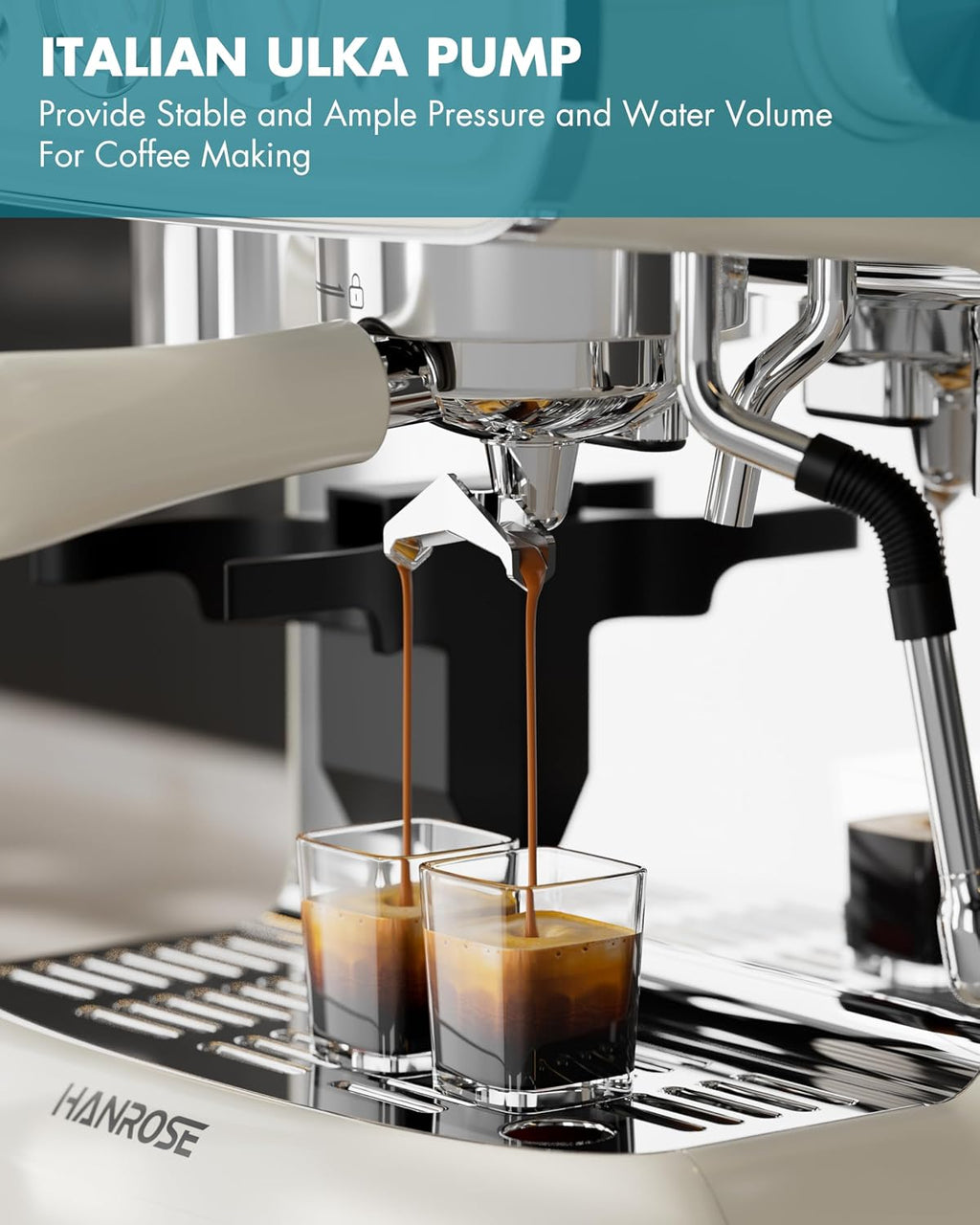 Espresso Machine with Grinder, 20 Bar ULKA Pump, 58mm Portafilter