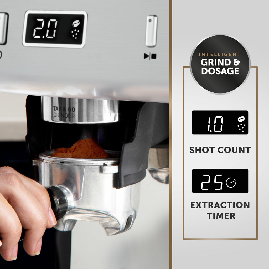 Breville Barista Max Espresso Machine | Latte & Cappuccino Coffee Maker with Integrated Bean Grinder & Steam Wand | 2.8 L Water Tank | 15 Bar Italian Pump | Stainless Steel