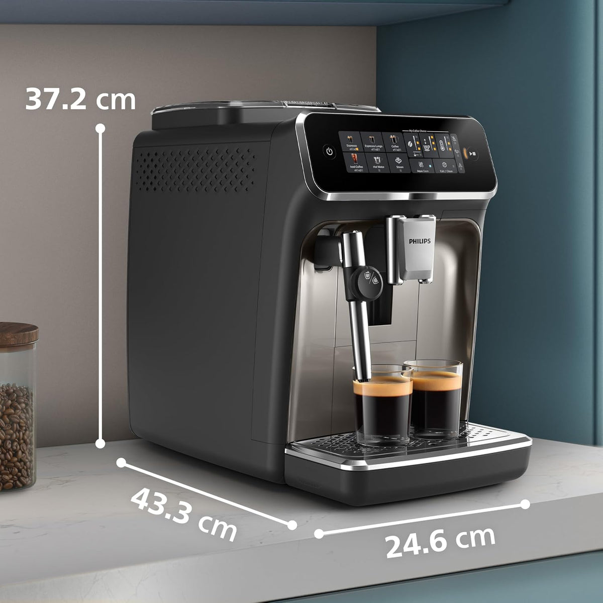 PHILIPS 3300 Series Bean to Cup Coffee Machine, 5 Hot/Iced Drinks One Touch
