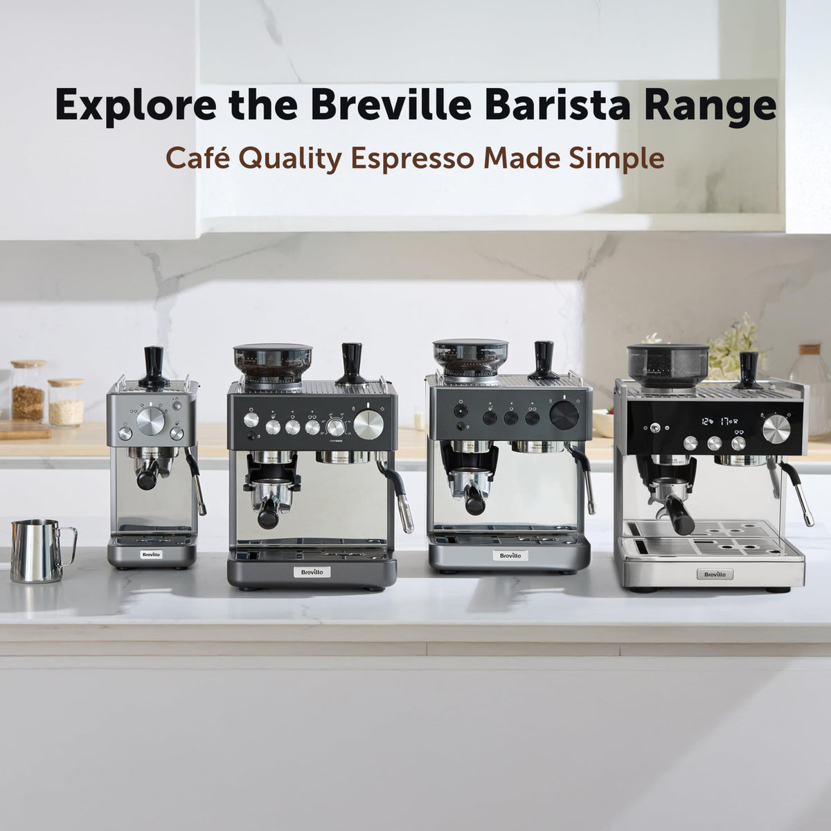 Breville Barista Max Espresso Machine | Latte & Cappuccino Coffee Maker with Integrated Bean Grinder & Steam Wand | 2.8 L Water Tank | 15 Bar Italian Pump | Stainless Steel